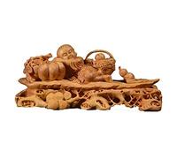 Décoration d'intérieur Bouddha Mation en Bois Massif sculpté en Forme de Citrouille en buis - Art Artisanal - Statue de Jardin - Cadeau Zen - Ornements GIF bouddhistes Exquis et Uniques