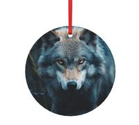 Décoration d'intérieur de Noël 2024 avec imprimé loup aux yeux bleus, tailles assorties (S, L)