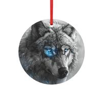 Décoration d'intérieur de Noël 2024 avec motif loup aux yeux bleus - Tailles assorties (S, L)