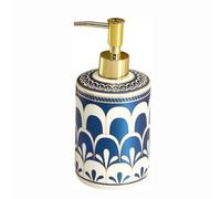 Décoration d'intérieur, Distributeur de Savon en céramique, décoration de Cuisine, Salle de Bain, Vintage, élégant, Motif à Rayures, Bouteille à Pompe, Style bohème, Ferme(Feather Blue)