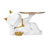 Décoration d'intérieur en résine - Modèle Chat Pacha - Blanc Blanc G