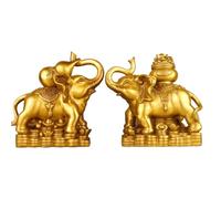Décoration d'intérieur Feng Shui Éléphant Chinois en Laiton Ornement Bonne Chance et Richesse Éléphant pour la prospérité et la Protection au Bureau à Domicile Une Paire