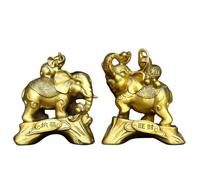 Décoration d'intérieur Feng Shui Éléphant Chinois en Laiton Ornement Bonne Chance et Richesse Éléphant pour la prospérité et la Protection au Bureau à Domicile Une Paire