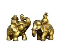 Décoration d'intérieur Feng Shui Éléphant Chinois en Laiton Ornement Bonne Chance et Richesse Éléphant pour la prospérité et la Protection au Bureau à Domicile Une Paire