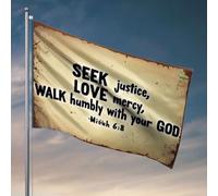 Décoration d'intérieur Men Seek Justice, Love Mercy, Walk Humbly With Your God. Drapeaux de chambre pour gars Décorations pour la cuisine (30 x 45 cm)