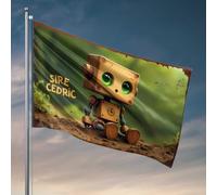 Décoration d'intérieur pour homme - Adorable robot en bois nommé Sire Cedric dans la nature - Décoration d'extérieur à suspendre - Décoration amusante pour collège (152 x 244 cm)