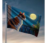 Décoration d'intérieur pour homme chat regardant la pleine lune drapeau automne cour décoration jardin drapeaux pour l'extérieur (30 x 45 cm)