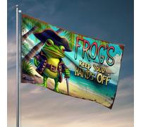 Décoration d'intérieur pour homme Grenouille pirate Avertissement : Gardez vos mains loin ! Drapeau extérieur à suspendre Décoration amusante pour collège (120 x 180 cm)