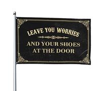 Décoration d'intérieur pour homme « Leave You Worries And Your Shoes At The Door » Drapeau pour chambre à coucher Décoration de camping-car (152 x 244 cm)