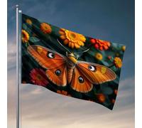 Décoration d'intérieur pour homme - Papillon avec ailes orange assis sur des fleurs - Drapeau - Accessoires de piscine - Accessoire de bar pour homme (60 x 90 cm)
