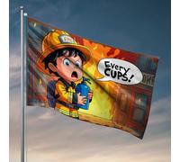 Décoration d'intérieur pour homme Petit pompier visages Fiery Challenge : Chaque tasse ! Drapeau extérieur à suspendre Décoration amusante pour collège (120 x 180 cm)