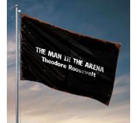 Décoration d'intérieur pour homme The Man In The Arena - Drapeau Theodore Roosevelt - Décoration d'intérieur amusante pour adolescents (30 x 45 cm)