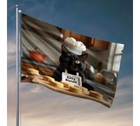 Décoration d'intérieur pour homme Un chat noir portant une toque de chef est assis devant des biscuits fraîchement cuits. Drapeau Accessoires de piscine Bar Stuff pour homme (30 x 45 cm)
