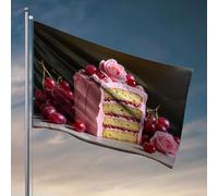 Décoration d'intérieur pour homme Un gâteau magnifiquement décoré avec glaçage rose et cerises. Drapeau cool Poster Drapeaux Accessoires de bureau pour homme (30 x 45 cm)