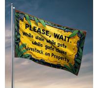 Décoration d'intérieur pour homme, veuillez attendre : fermeture de porte pour bétail, drapeau de décoration rétro pour chambre à coucher (120 x 180 cm)