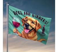 Décoration d'intérieur pour hommes et chiens Profitez du vin fin aussi! Drapeau amusant pour décoration d'intérieur pour adolescents (120 x 180 cm)