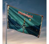 Décoration d'intérieur pour hommes Midnight in Paris : Tour Eiffel Réflexions sous le drapeau de la pleine lune Décoration extérieure à suspendre Décoration collège drôle (60 x 90 cm)