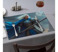 Décoration d'intérieur rustique « A Warrior in Armor Hold A Staff, Debout Resolutely Dining Sets de table Comedor » résistants à la chaleur pour comptoir (1 pièce)