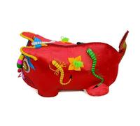 Décoration d'intérieur Tigre en tissu fait main, Handmade Tiger Head Pillow Multicolor Chinese Folk Craft Cushion For Home Sofa Bed(Red)