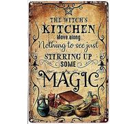 Décoration d'intérieur Witchy The Witch's Kitchen Halloween Vintage Tin Sign Decoration Vintage Chic Metal Poster Décoration murale Art Cadeau pour femme Salle de fête Extérieur 20,3 x 30,5 cm