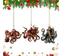 Décoration d'Octopus de Noël en Acrylique 2D, Ornements Peint à la Main pour Sapin, décoration Festive vive pour fêtes familiales, Amis, Maison et Cadeaux