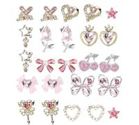 Décoration d'ongles - Manucure 3D pour filles - Strass - Cœur - Nœud papillon - Cerise - Décoration d'étoile pour femme