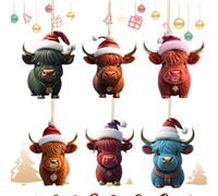 Décoration d'ornement des Highlanders écossais 2D Décorations de fête | 6 pièces Acrylique Mignon Acrylique Pendentif Vache Maisons, Cuisines, Chambres, Appartements, Écoles, Salles de classe