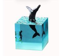Décoration d'ornement en résine de Plongeur de Requin de Baleine à Bosse Marine, Cube d'océan pour la décoration, Le Bureau, Le Salon, l'étagère et la Chambre à Coucher (Couleur