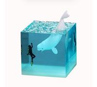 Décoration d'ornement en résine de Plongeur de Requin de Baleine à Bosse Marine, Cube d'océan pour la décoration, Le Bureau, Le Salon, l'étagère et la Chambre à Coucher (Couleur