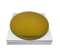 Décoration douce - Lot de 5 bases à gâteau extra solides de 20 cm + 5 boîtes à gâteaux de 20,3 x 20,3 x 15 cm | Support pâtisserie professionnel | Transport sûr et élégant (Or)