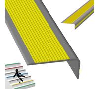 Décoration du bord de l'escalier, Nez de marche autocollant en caoutchouc antidérapant, en vinyle, en forme de L, multicolore, plusieurs tailles(Grayish Yellow,1.8m/70.9in)