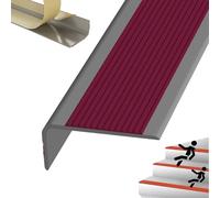 Décoration du bord de l'escalier, Nez de marche autocollant imperméable for escaliers intérieurs/extérieurs, multicolore, plusieurs tailles(Grayish Brown Red,2.2m/86.6in)