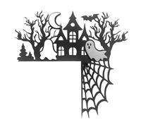 Décoration du Cadre de Porte d'halloween - Topper d'angle en Bois | Hauted House Pumpkin Ghost Witch Sitter, Spider Web Decor, décoratif pour intérieur extérieur