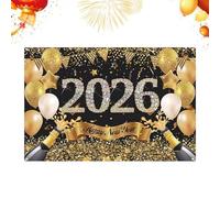 Décoration Du Nouvel An 2026, Bannière De Bonne Année, De Poster De Vacances,Fête Dorée Polyvalente, Pour Intérieur Extérieur Maison Jardin École Bureau Ferme Restaurant Bar Cour Véranda Décoration