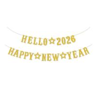 Décoration du Nouvel An 2026, Happy New Year 2026, guirlande dorée, bannière en papier, décoration de table, décoration de table, pour anniversaire, Nouvel An, décoration de fond photo, décoration de