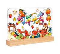 Décoration du Nouvel An Chinois | Acrylique Alimenté par USB avec Lumières LED | Année du Cheval Éclairante Décor de Bureau Lumineux | pour Maison Salon Bureau École Appartement Dortoir Fournitures de