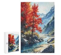 Décoration du Nouvel an - Crimson River Harmony, Jeu D’Assemblage en Bois, 1000 PCS; pour Partager Un Moment Autour De La Table