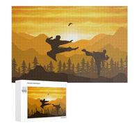 Décoration du Nouvel an : Mountain Karate Sunset, 1000 PCS, Jeu D’Assemblage en Bois - À Assembler, Encadrer Et Exposer
