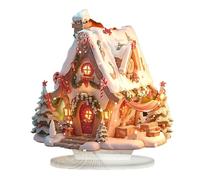 Décoration Du Village De Noël - Brillant Village De Maison De Noël | Décoration De Noëll 2d Ornement De Chalet Illuminé | Centraire De Noëll Avec Lumière LED Pour Étudier, Chambre, Salle De Thé