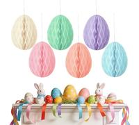 Décoration d'Œuf en Papier de Pâques,6 Pièces Décoration Œuf De Pâques À Suspendre - Ornement en Forme de Boule en Papier Coloré à Suspendre,pour Maison, École, Bureau, Fête, Porte, Fenêtre,