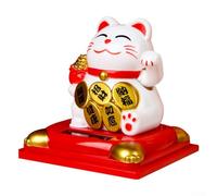 Décoration dynamique en forme de chat porte-bonheur qui agite la main insuffle joie et la positivité dans n'importe quel environnement avec la lumière du soleil (blanc)