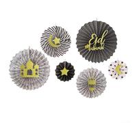 Décoration élégante en papier pour fête de l'Aïd al-Fitr - Toile de fond murale et plafond à suspendre - Gris et noir