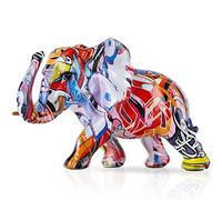 Décoration éléphant Créativité Figurines d'éléphant Graffiti, Statue éléphant colorée Décoration d'art à la Maison Sculpture d'éléphant Cadeaux, pour Salon Décoration de Bibelots de Table d'Entrée