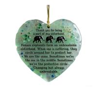 Décoration éléphant en acrylique en forme de cœur avec message de fraternité pour une utilisation comme décoration de vacances ou décoration d'intérieur