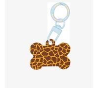 Décoration en acrylique avec impression girafe en forme d'os de chien, plaque d'identification personnalisée pour animal de compagnie, porte-clés en forme d'os