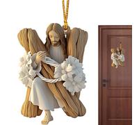 Décoration en acrylique en forme de lettre Jésus - Ornements chrétiens de l'alphabet de Jésus | Décoration chrétienne religieuse à suspendre en acrylique 2D pour sapin de Noël