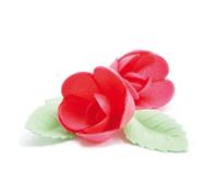 Décoration en azyme pour gâteaux - SCRAPCOOKING - 4 roses rouges +6 feuilles vertes