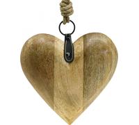Décoration en bois Coeur à suspendre, Mariage Valentin Fête des mères, Pendentif en bois naturel H19cm