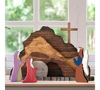 Décoration En Bois De Scène De Pâques, Décor De Figurine Du Christ Ressuscité De Pâques De Printemps, Décorations De Scène De La Nativité De Jésus, Décorations De Pâques Pour La Maison (B Style)