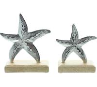Décoration en bois Étoile de mer Lot de 2 Décoration Figure Figure Printemps Été Bois